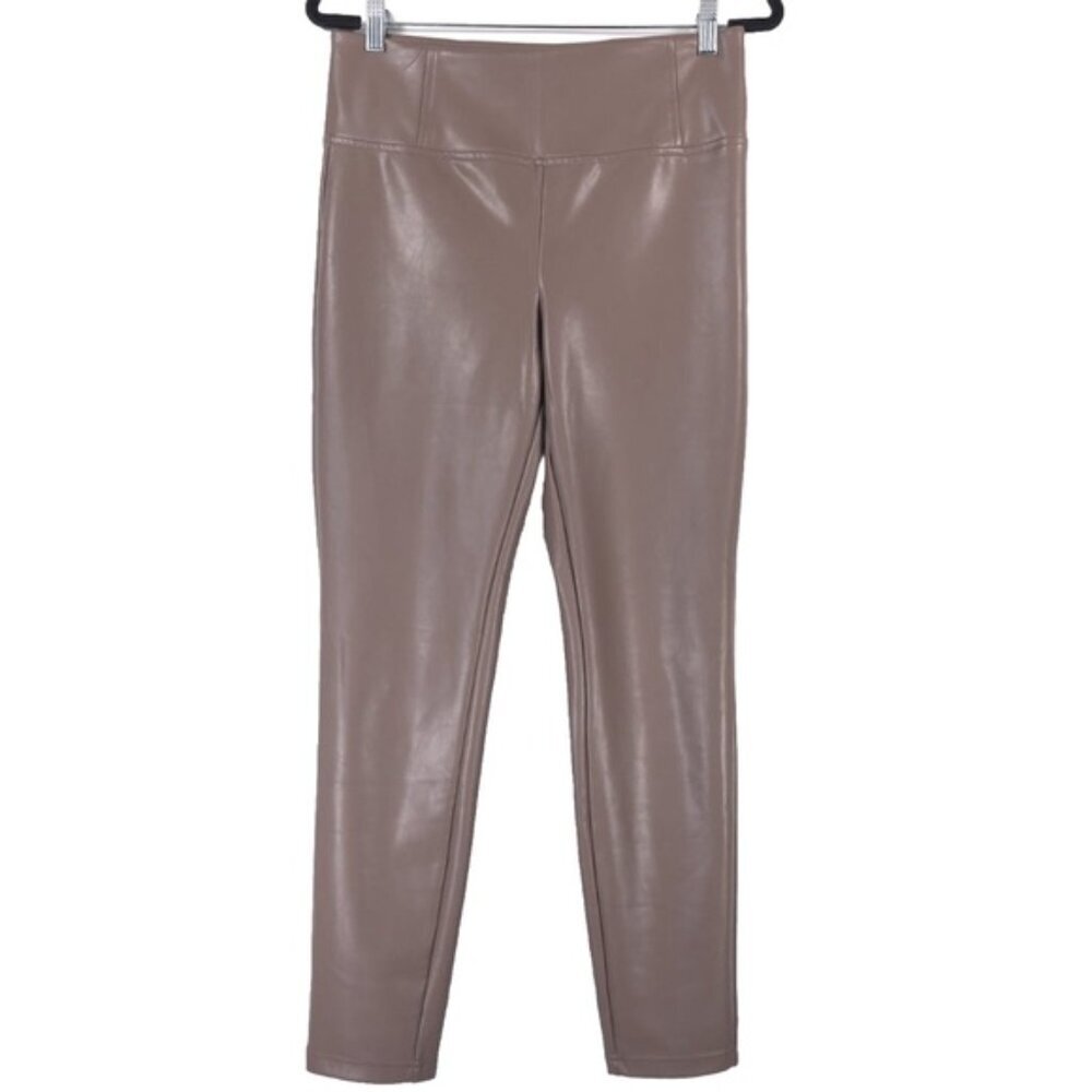 BADGLEY MISCHKA STUDIO Faux Leather Leggings Pants Tan Size MEDIUM‎